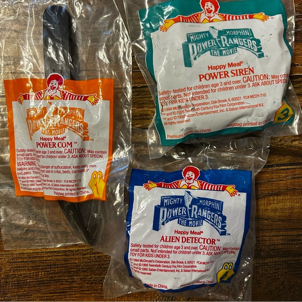 Lot of 3 NWT Vintage 1994 McDonalds Power Rangers Happy meal Toy Unopened